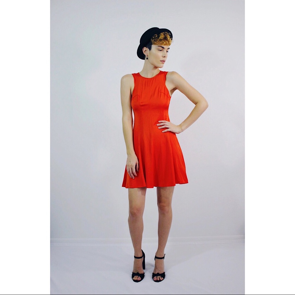 Versace Jeans Tangerine Back Zip Fit & Flare Dress